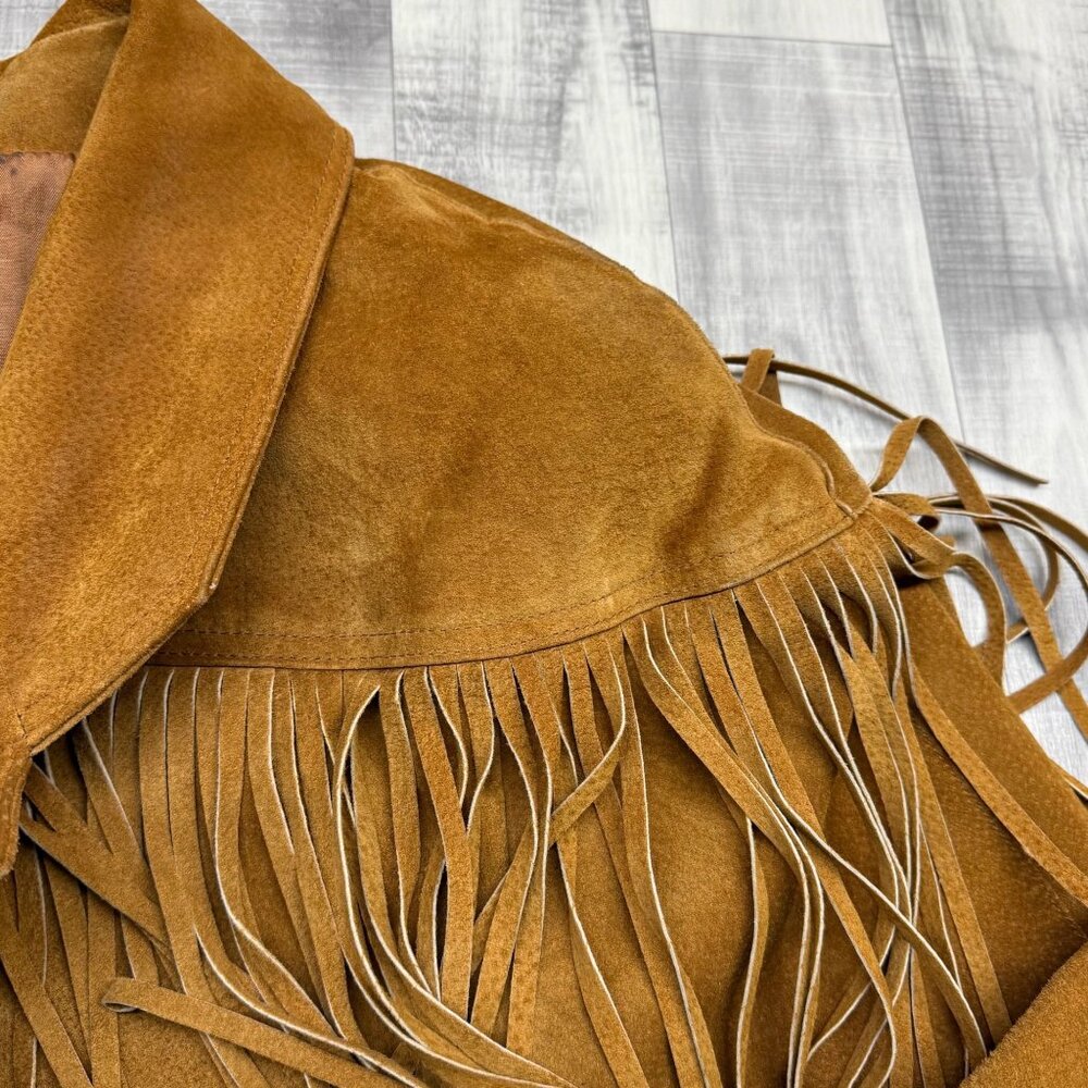 ✅Mens L VTG Speigel Catalog 70's Fringe Suede Jacket Western Blazer Cowboy Ranch - Picture 8 of 12